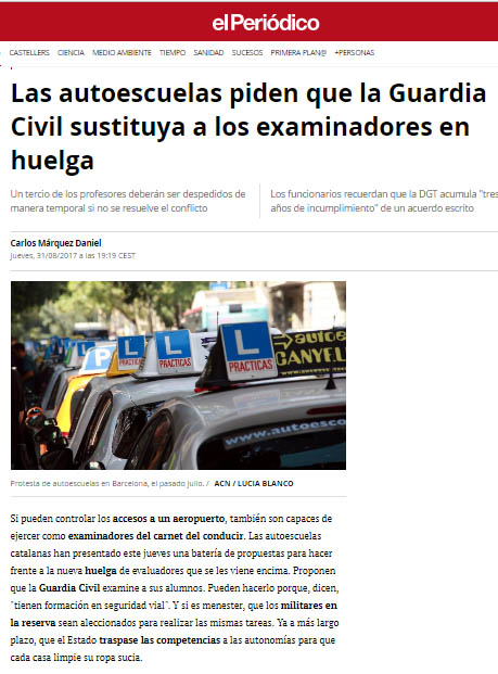 Las autoescuelas piden que la Guardia Civil sustituya a los examinadores en huelga