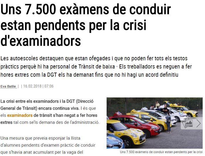 7.500 exàmens de conduir estan pendents