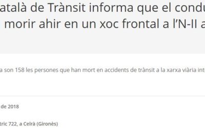 El conductor d’un turisme va morir ahir en un xoc frontal